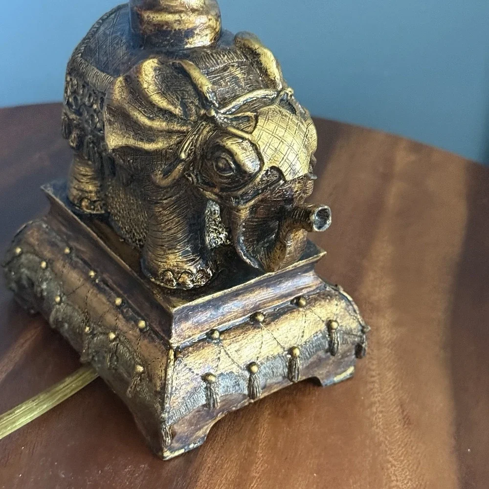 Vintage Gilded Elephant Table Lamp (Base Only) Indian Hollywood Regency Boho 14